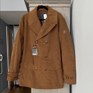 Brooks Brothers Tan Double-Breasted Pea Coat